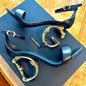 Dolce & Gabbana Black and Gold Stiletto Heels 39.5